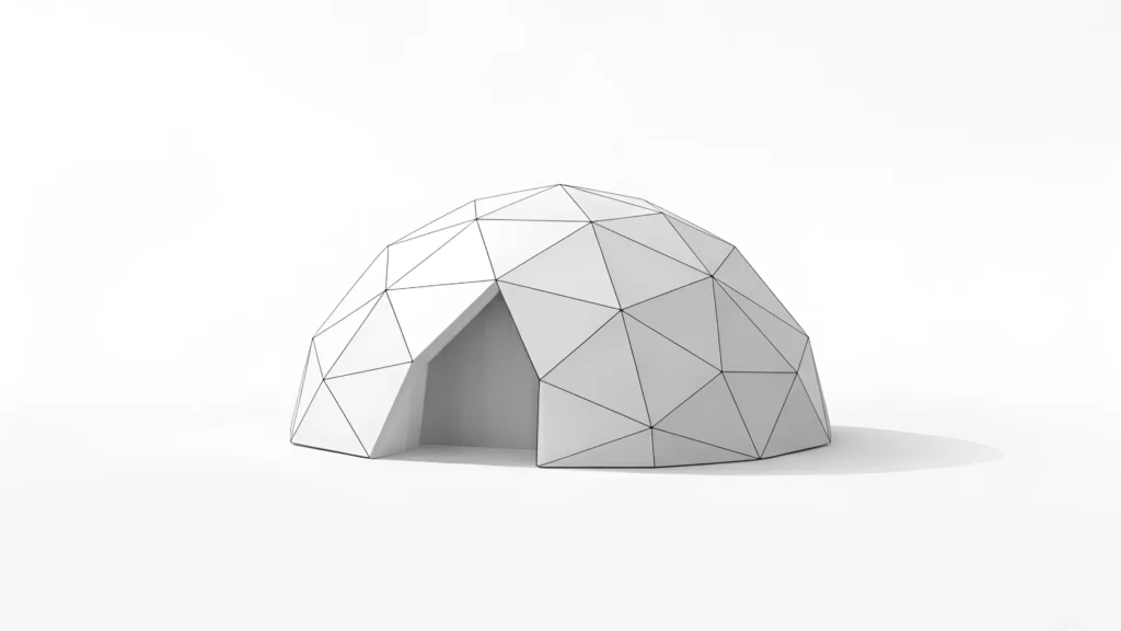 Illustration architecturale abstraite représentant la structure géométrique d’un zome